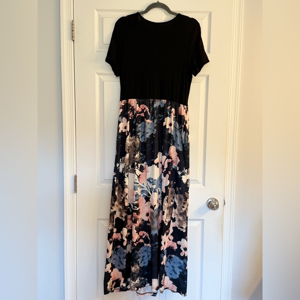 Zattcas Women's Maxi Dress Short Sleeve Casual Long Dresses with Pockets